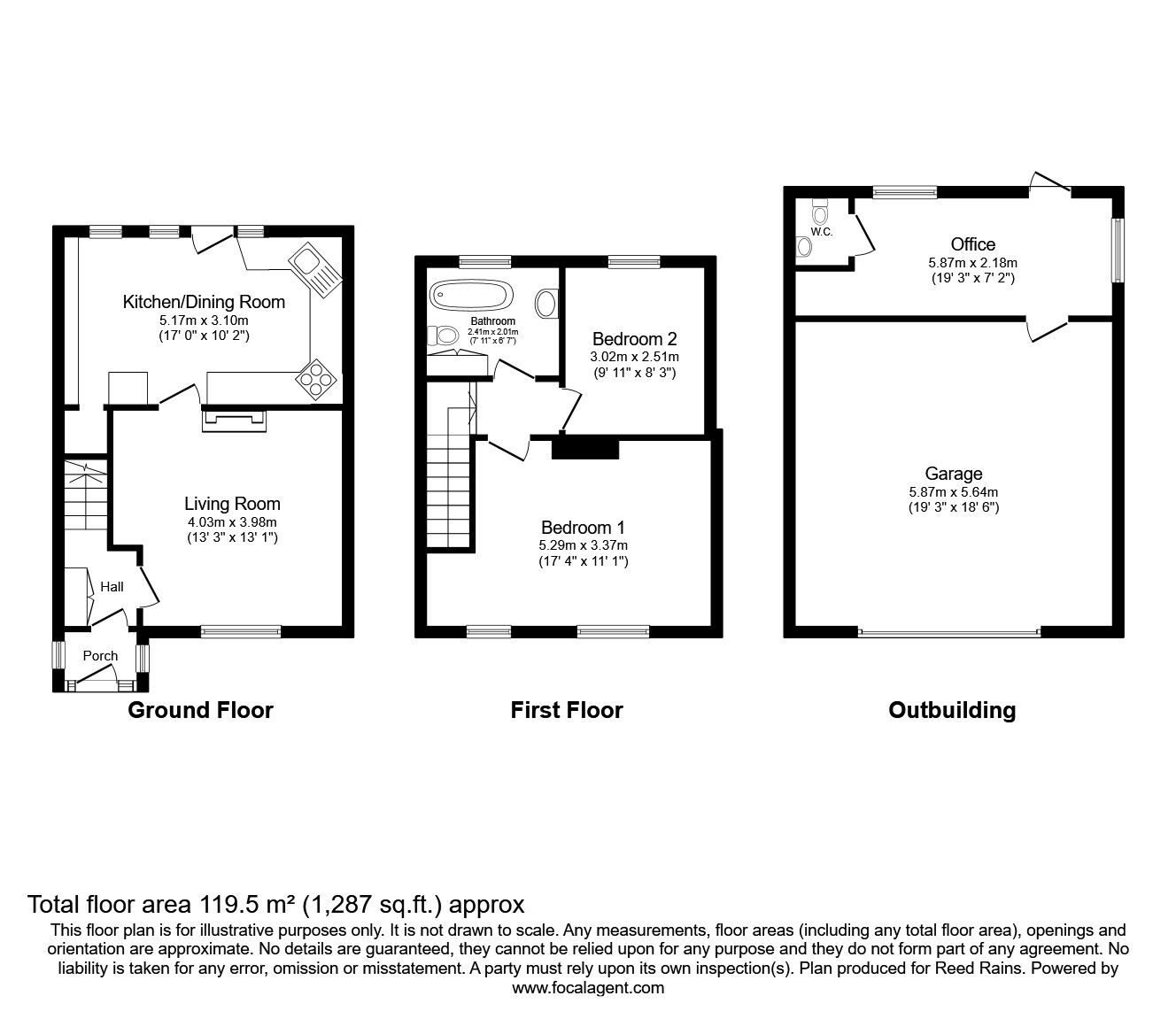 Floorplan of 2 bedroom Semi Detached House for sale, Fieldbank Road, Macclesfield, Cheshire, SK11