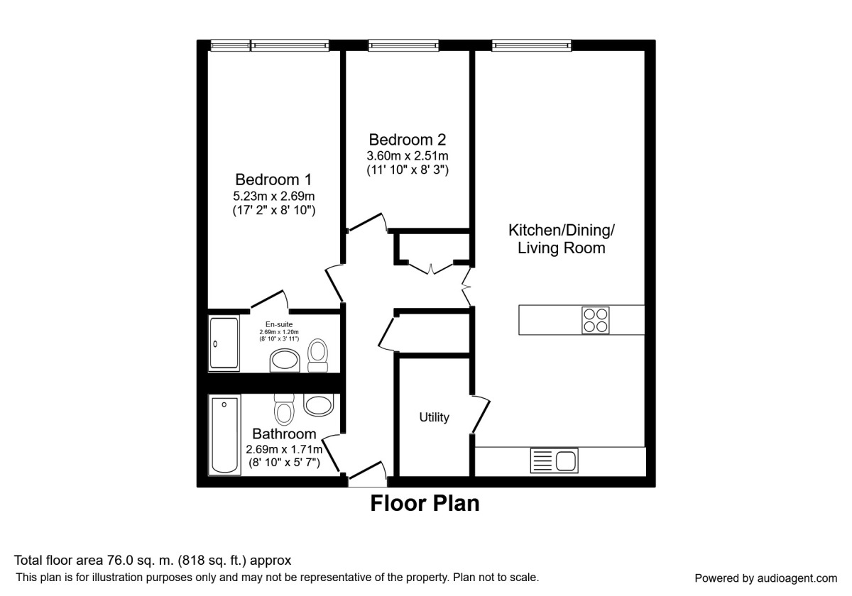 Floorplan of 2 bedroom Flat to rent, Whitworth Street West, Manchester, Greater Manchester, M1