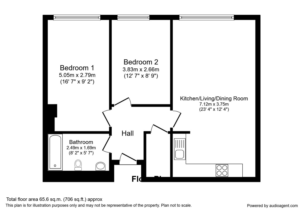 Floorplan of 2 bedroom Flat to rent, Blackfriars Street, Salford, Greater Manchester, M3