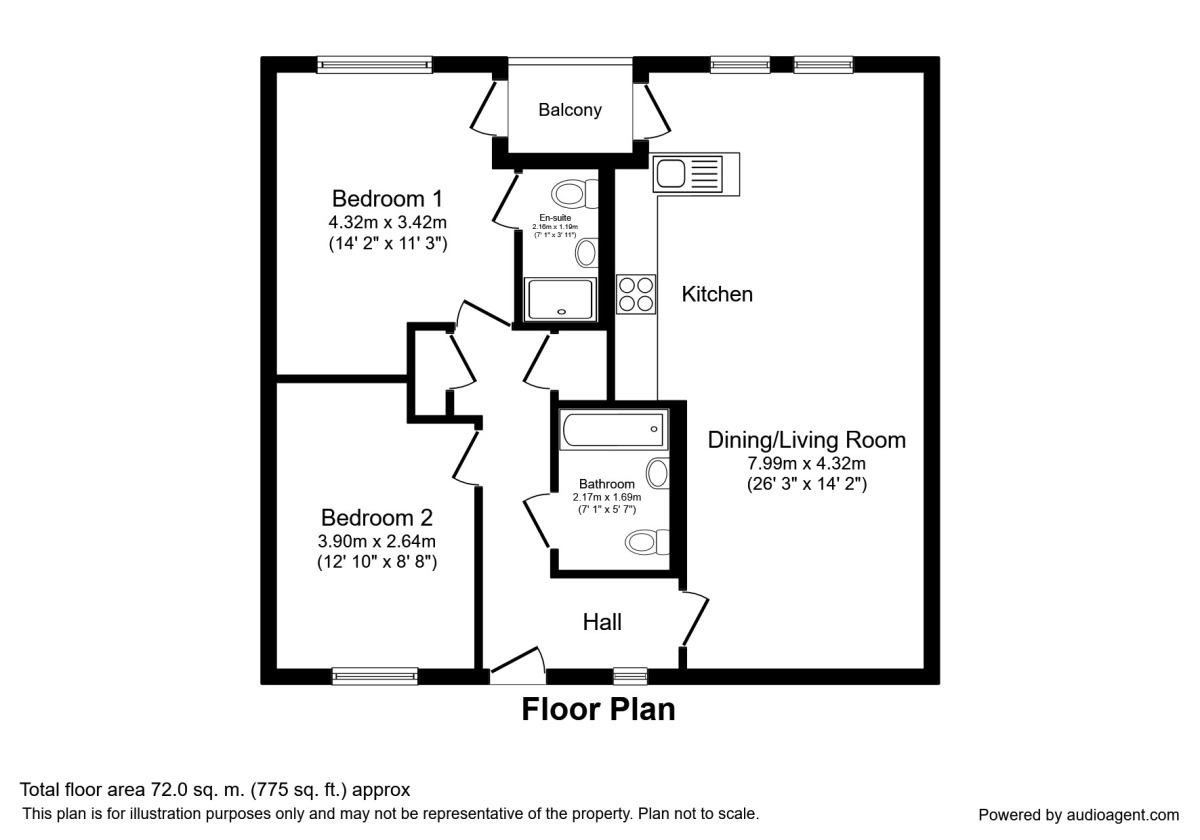 Floorplan of 2 bedroom  Flat to rent, Simpson Street, Manchester, M4