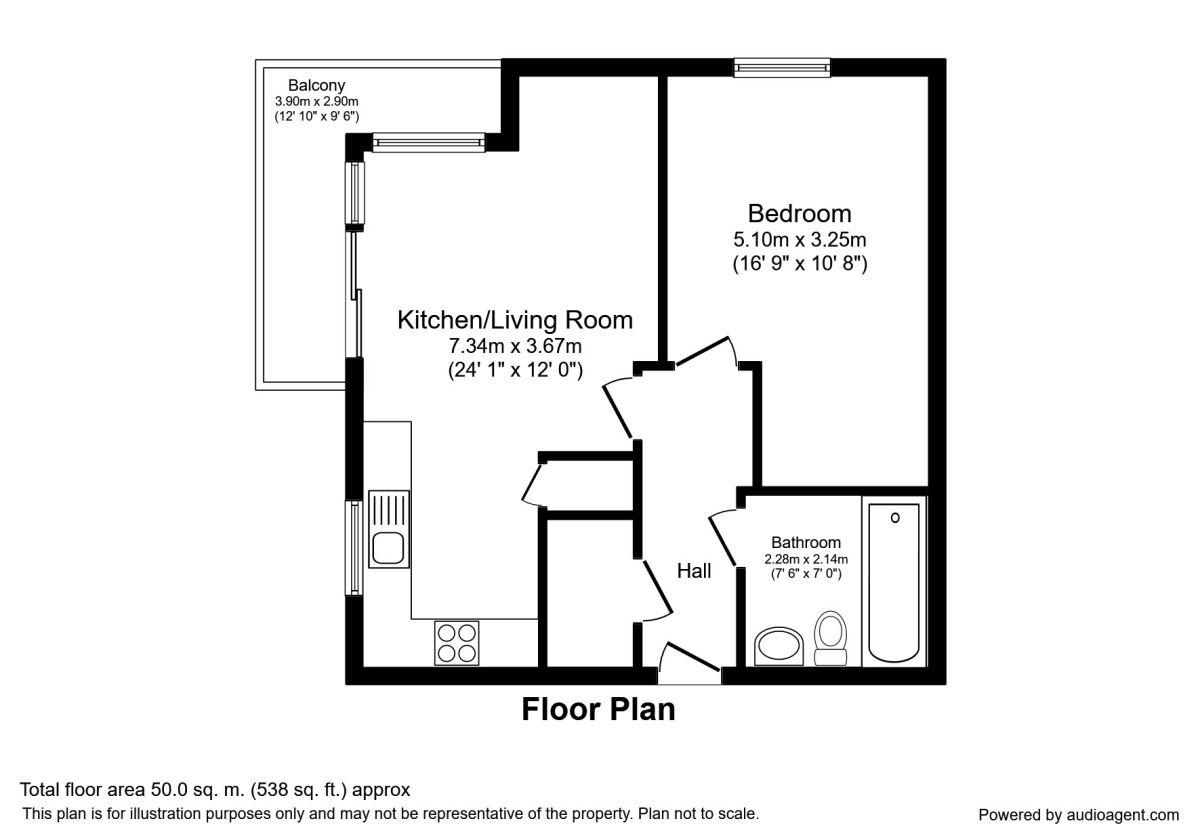 Floorplan of 1 bedroom  Flat to rent, Hornbeam Way, Manchester, M4