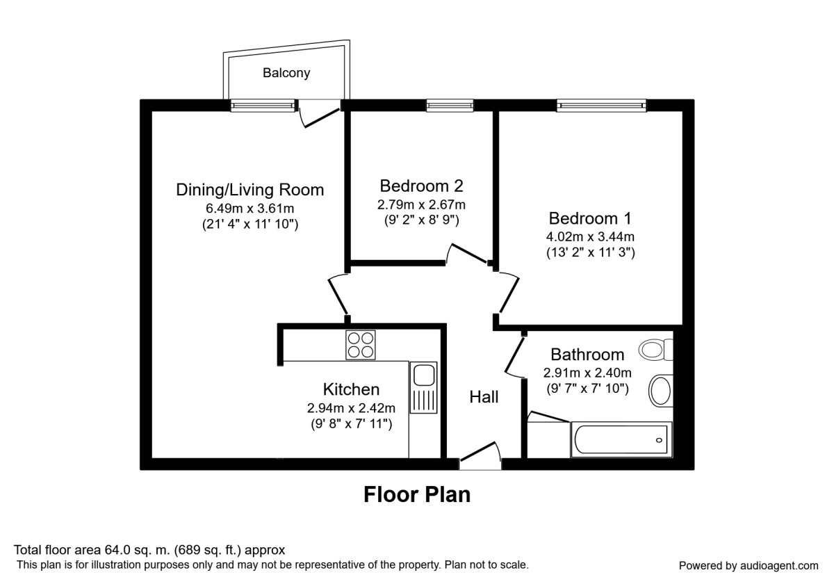 Floorplan of 2 bedroom  Flat to rent, Stretford Road, Manchester, M15