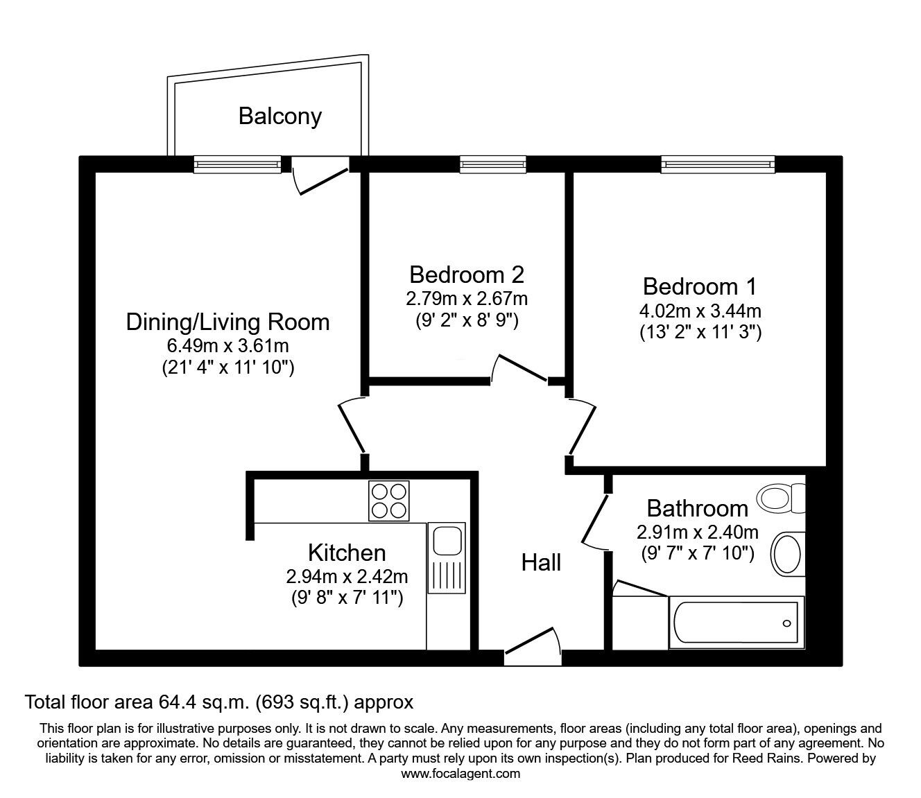 Floorplan of 2 bedroom  Flat to rent, Stretford Road, Manchester, M15