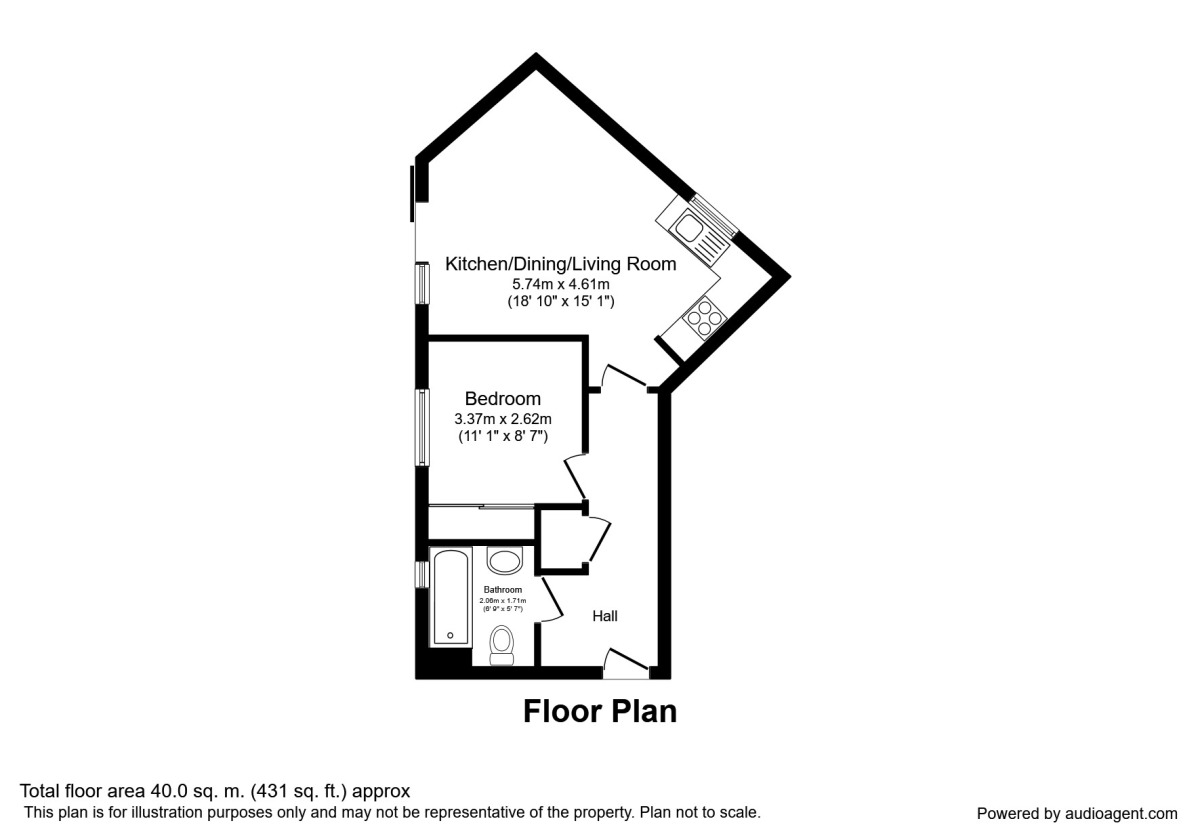 Floorplan of 1 bedroom  Flat to rent, The Waterfront, Manchester, M11