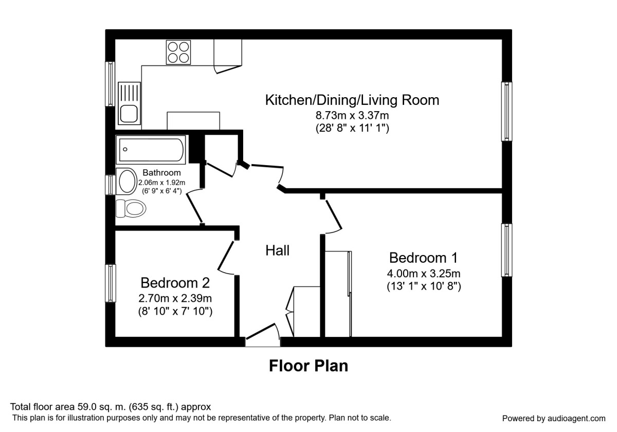 Floorplan of 2 bedroom Flat to rent, Whitworth Street West, Manchester, M1