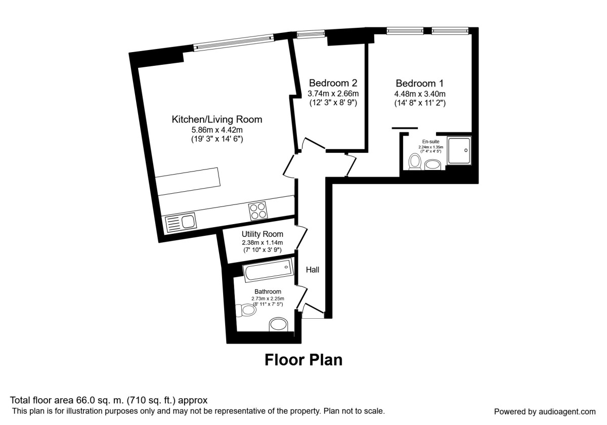 Floorplan of 2 bedroom  Flat to rent, Princess Street, Manchester, M1