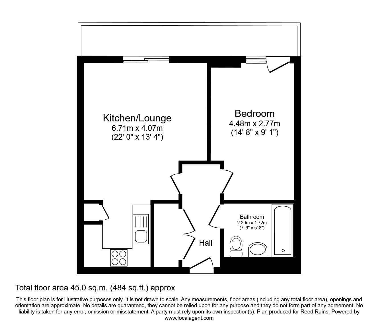 Floorplan of 1 bedroom Flat to rent, Kelso Place, Manchester, Greater Manchester, M15