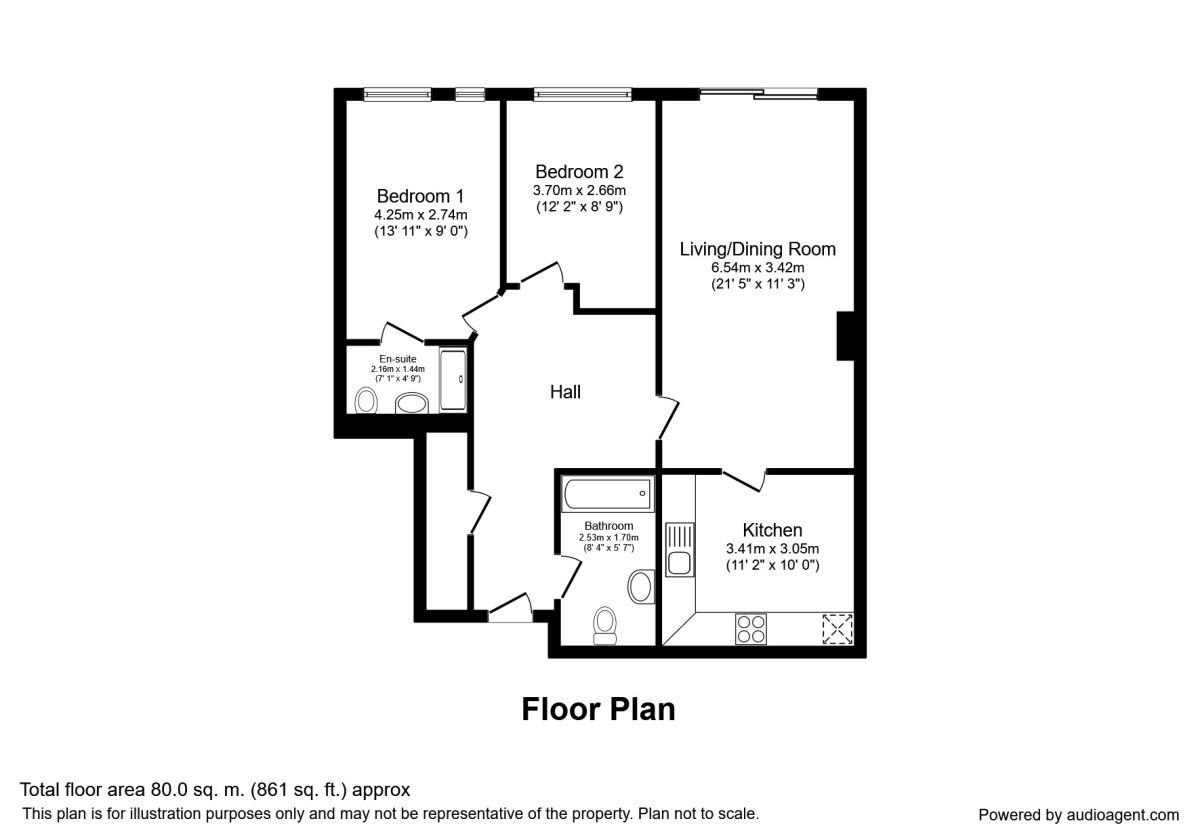 Floorplan of 2 bedroom  Flat to rent, Cobourg Street, Manchester, Greater Manchester, M1