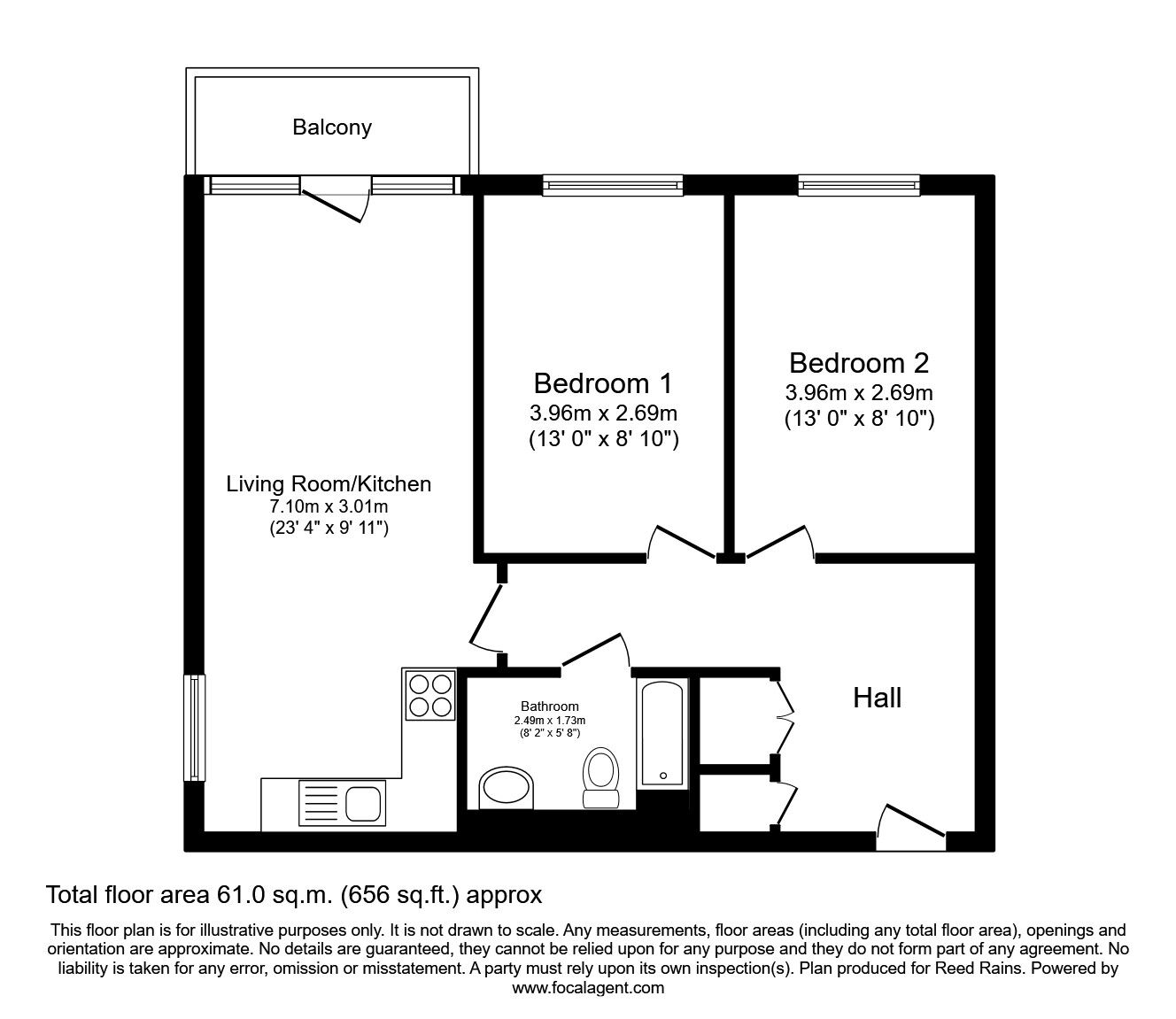 Floorplan of 2 bedroom Flat to rent, Lakeside Rise, Manchester, Greater Manchester, M9