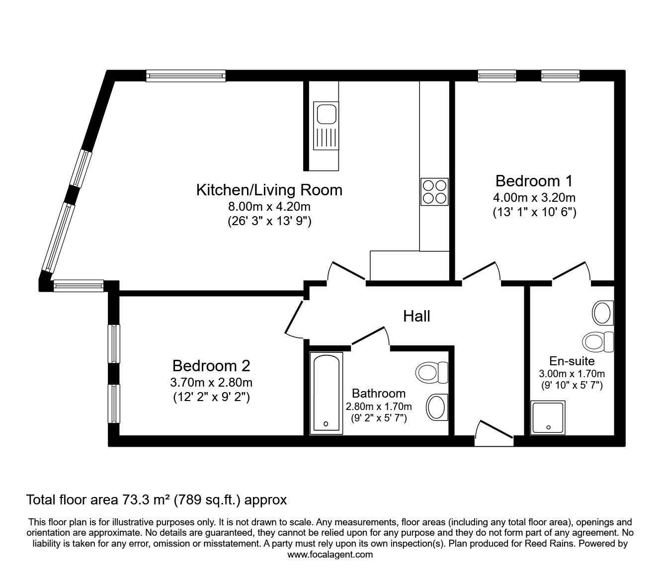 Floorplan of 2 bedroom Flat to rent, Great Ancoats Street, Manchester, Greater Manchester, M4
