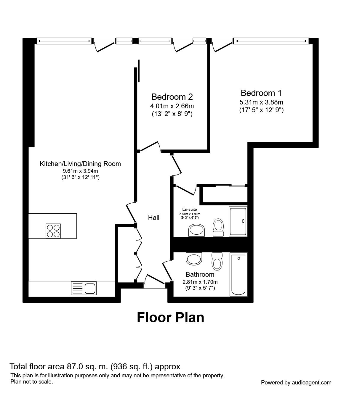 Floorplan of 2 bedroom  Flat to rent, Deansgate, Manchester, Greater Manchester, M3