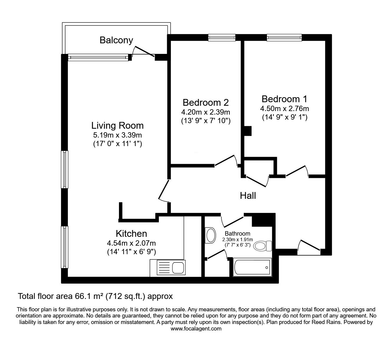 Floorplan of 2 bedroom  Flat to rent, Bridgewater Street, Salford, M3