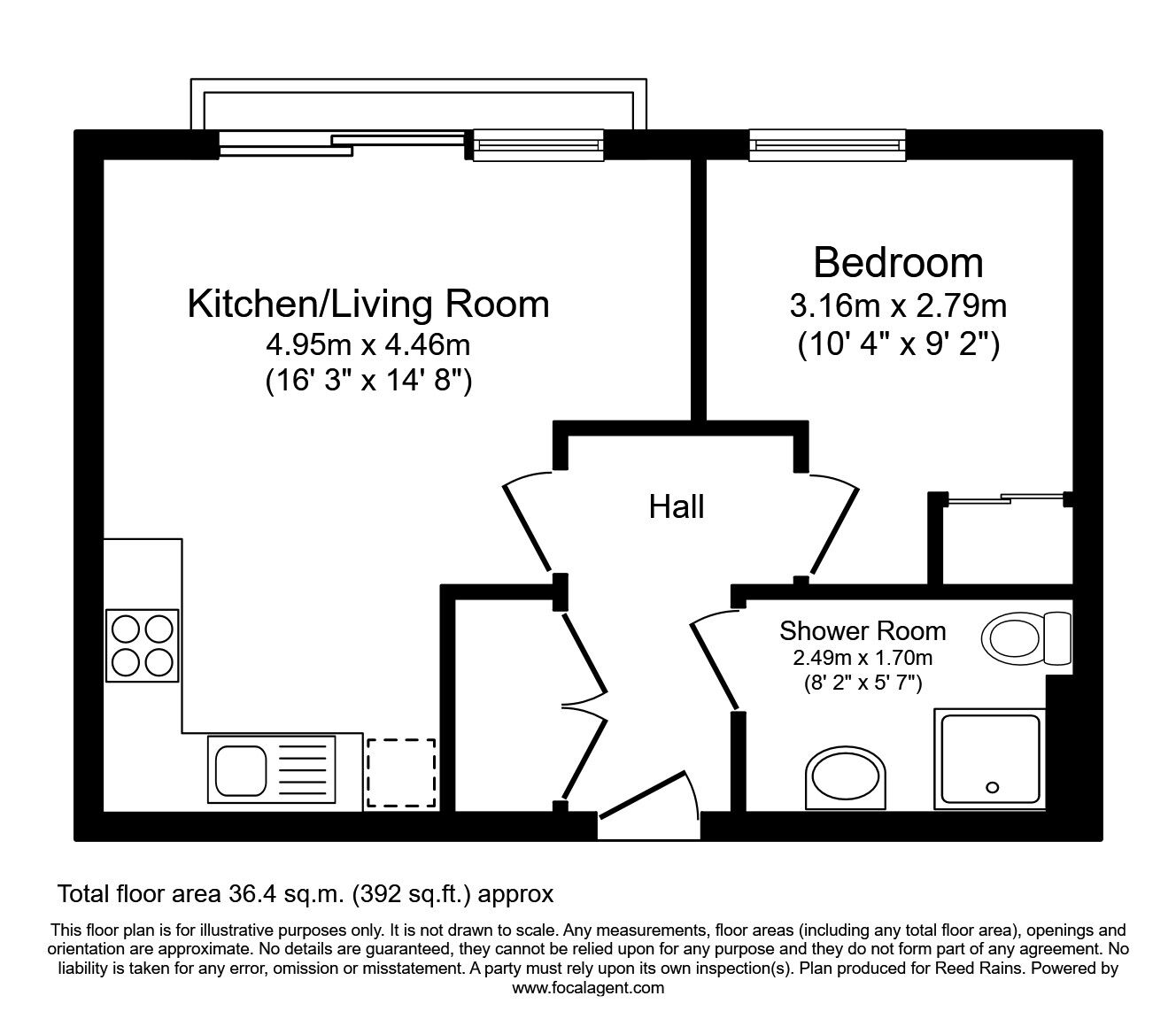 Floorplan of 1 bedroom  Flat to rent, The Waterfront, Openshaw, Manchester, M11