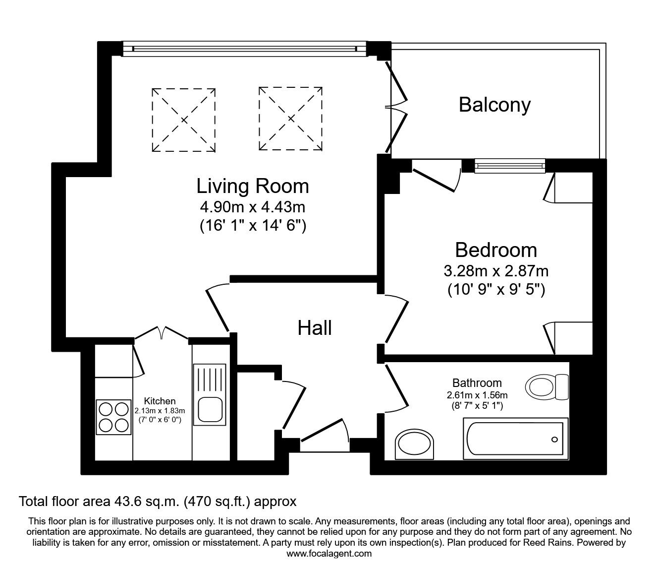 Floorplan of 1 bedroom  Flat to rent, Granby Row, Manchester, M1