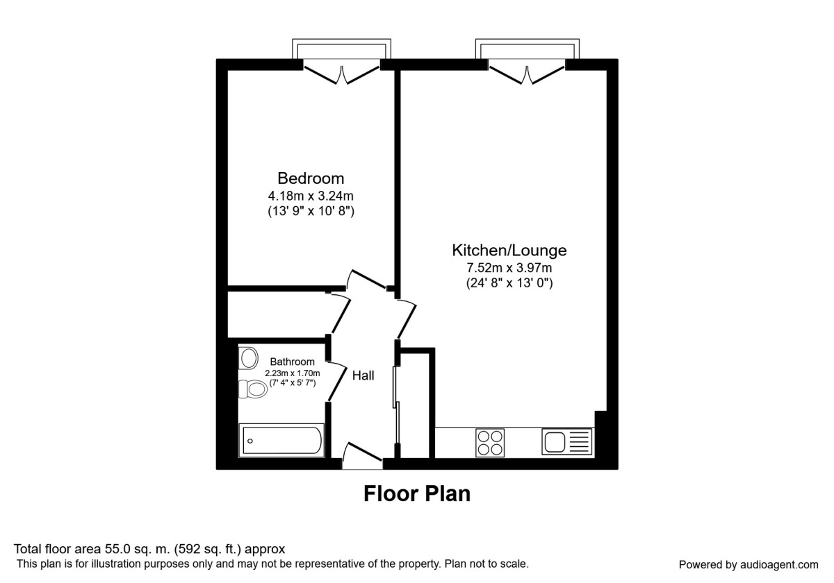 Floorplan of 1 bedroom Flat to rent, Piccadilly Place, Manchester, Greater Manchester, M1