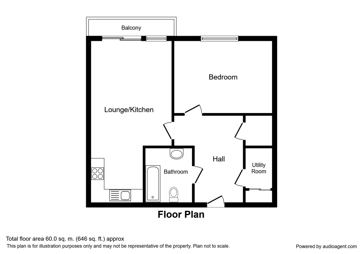 Floorplan of 1 bedroom Flat to rent, New Century Park, Manchester, Greater Manchester, M4