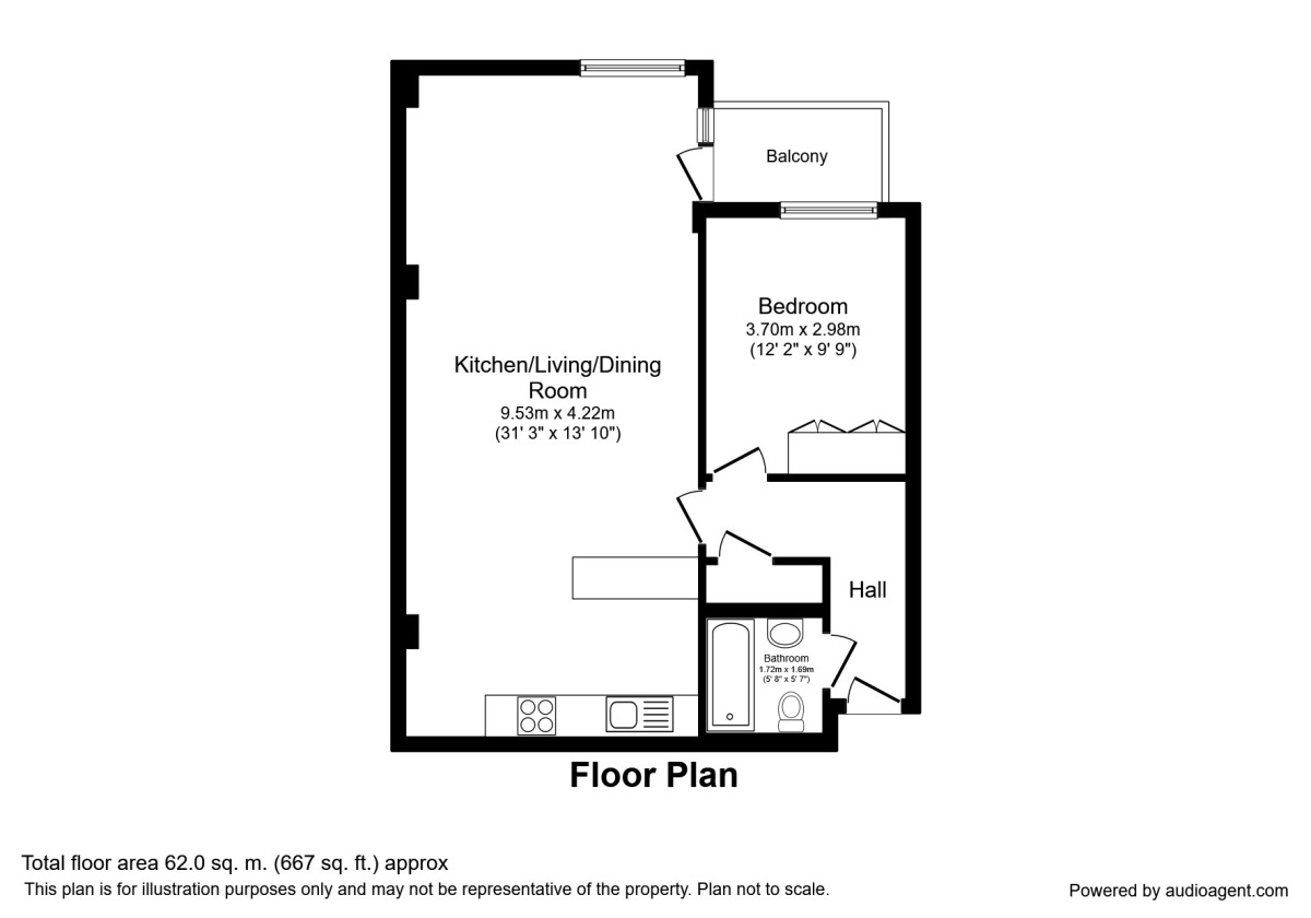 Floorplan of 1 bedroom  Flat to rent, Chester Road, Manchester, Greater Manchester, M15