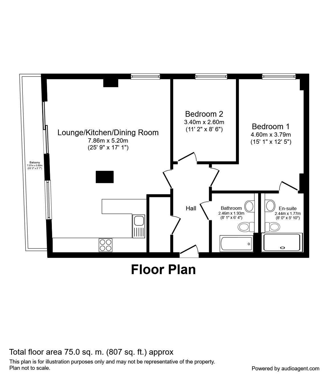 Floorplan of 2 bedroom  Flat to rent, Red Bank, Manchester, M4