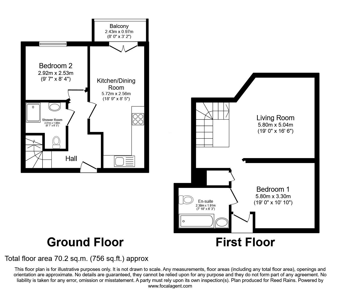 Floorplan of 2 bedroom Flat to rent, City Road East, Manchester, Greater Manchester, M15