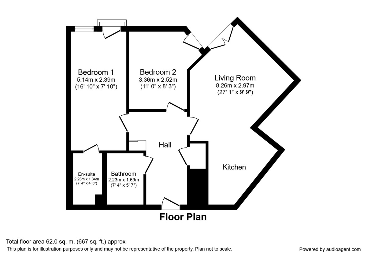 Floorplan of 2 bedroom  Flat to rent, Piccadilly Place, Manchester, M1