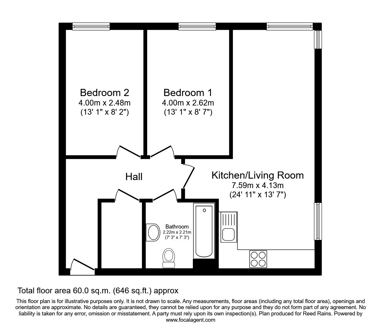 Floorplan of 2 bedroom  Flat to rent, Moss Lane East, Manchester, Greater Manchester, M14