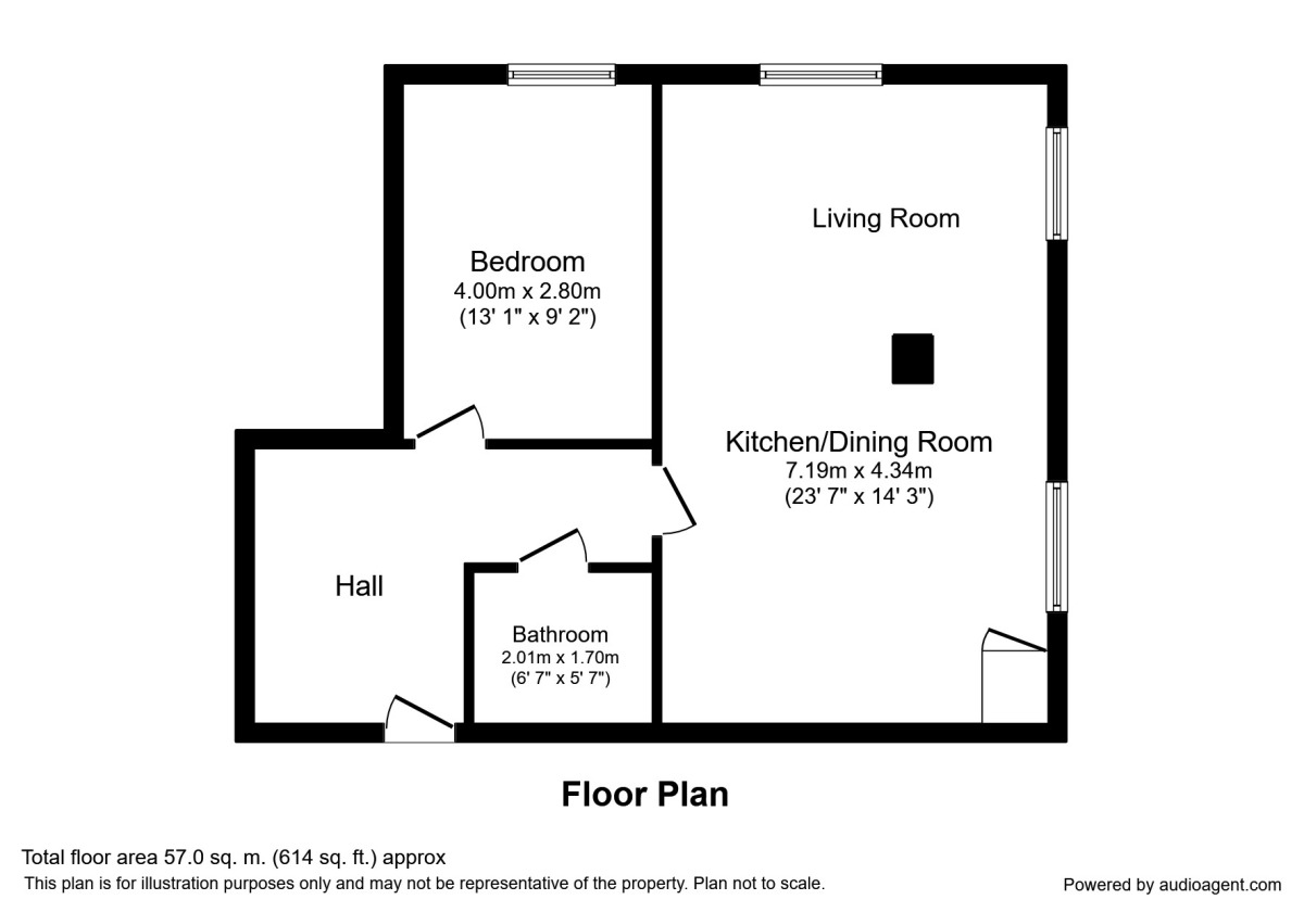 Floorplan of 1 bedroom Flat to rent, Dalton Street, Manchester, Greater Manchester, M40