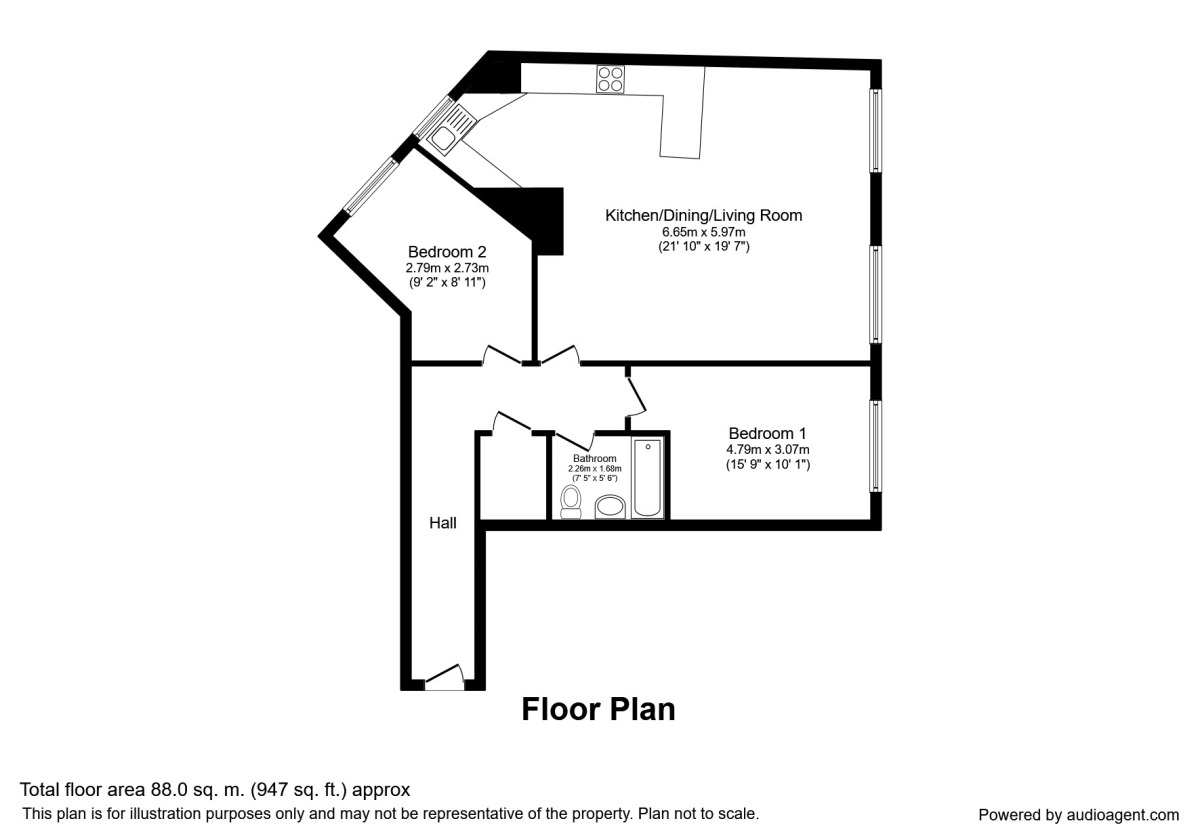 Floorplan of 2 bedroom  Flat to rent, Oxford Road, Manchester, M1