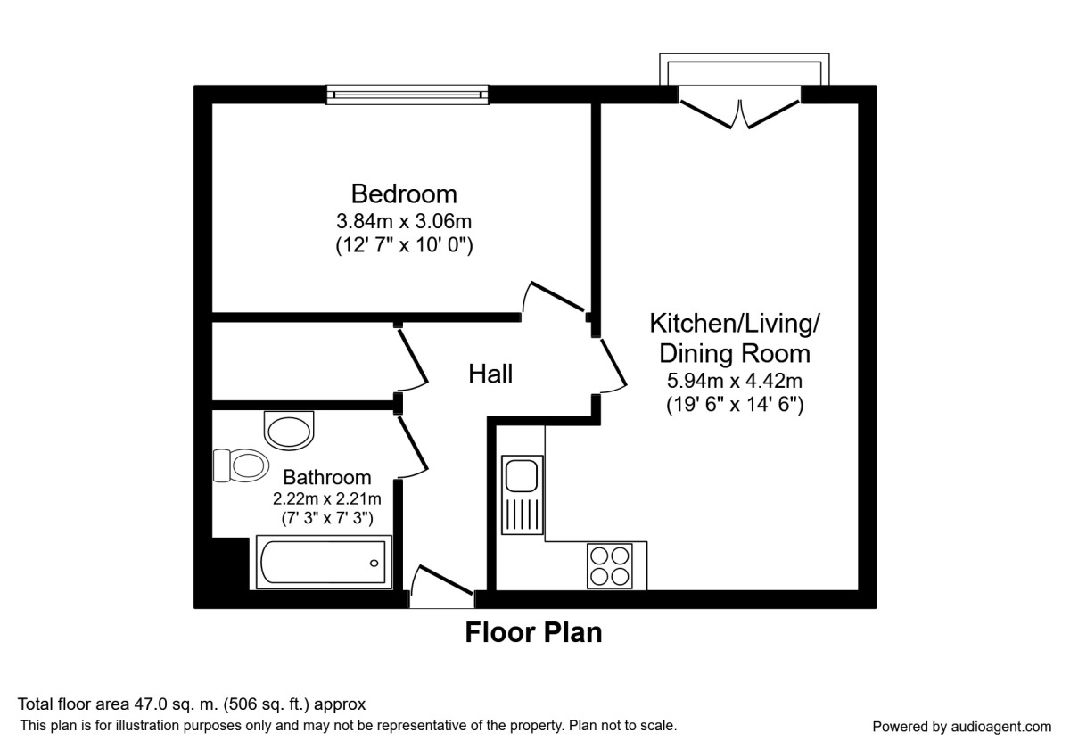 Floorplan of 1 bedroom  Flat to rent, Moss Lane East, Manchester, M14