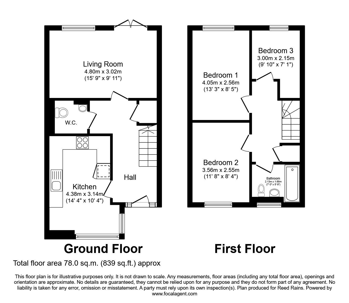 Floorplan of 3 bedroom Mid Terrace House to rent, Dunsop Avenue, Manchester, M11