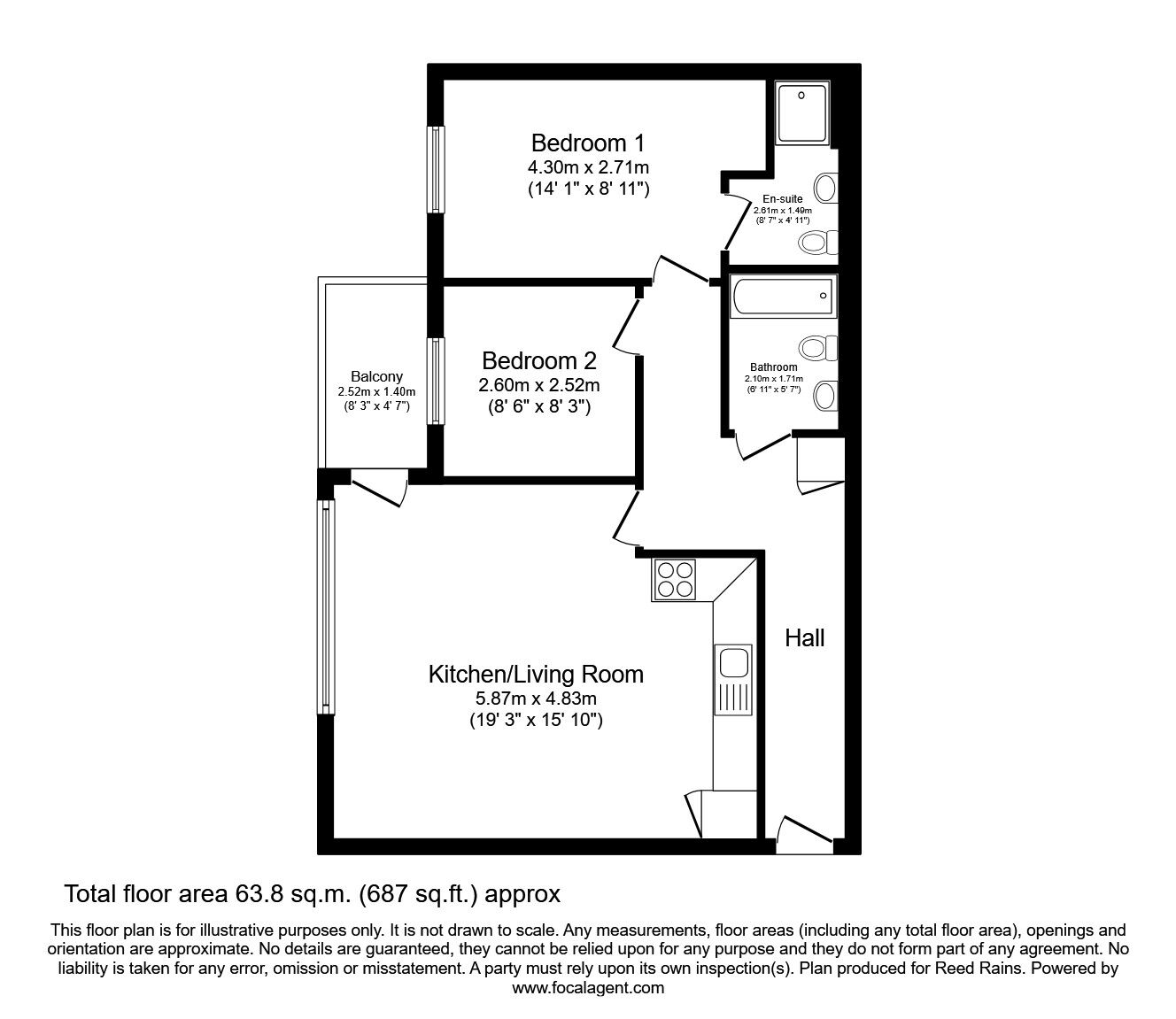 Floorplan of 2 bedroom Flat to rent, City Road East, Manchester, M15