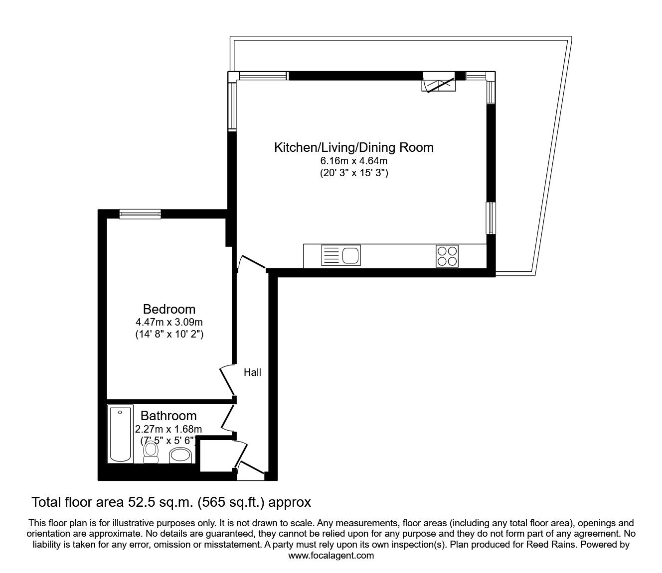 Floorplan of 1 bedroom  Flat to rent, Collier Street, Manchester, Greater Manchester, M3