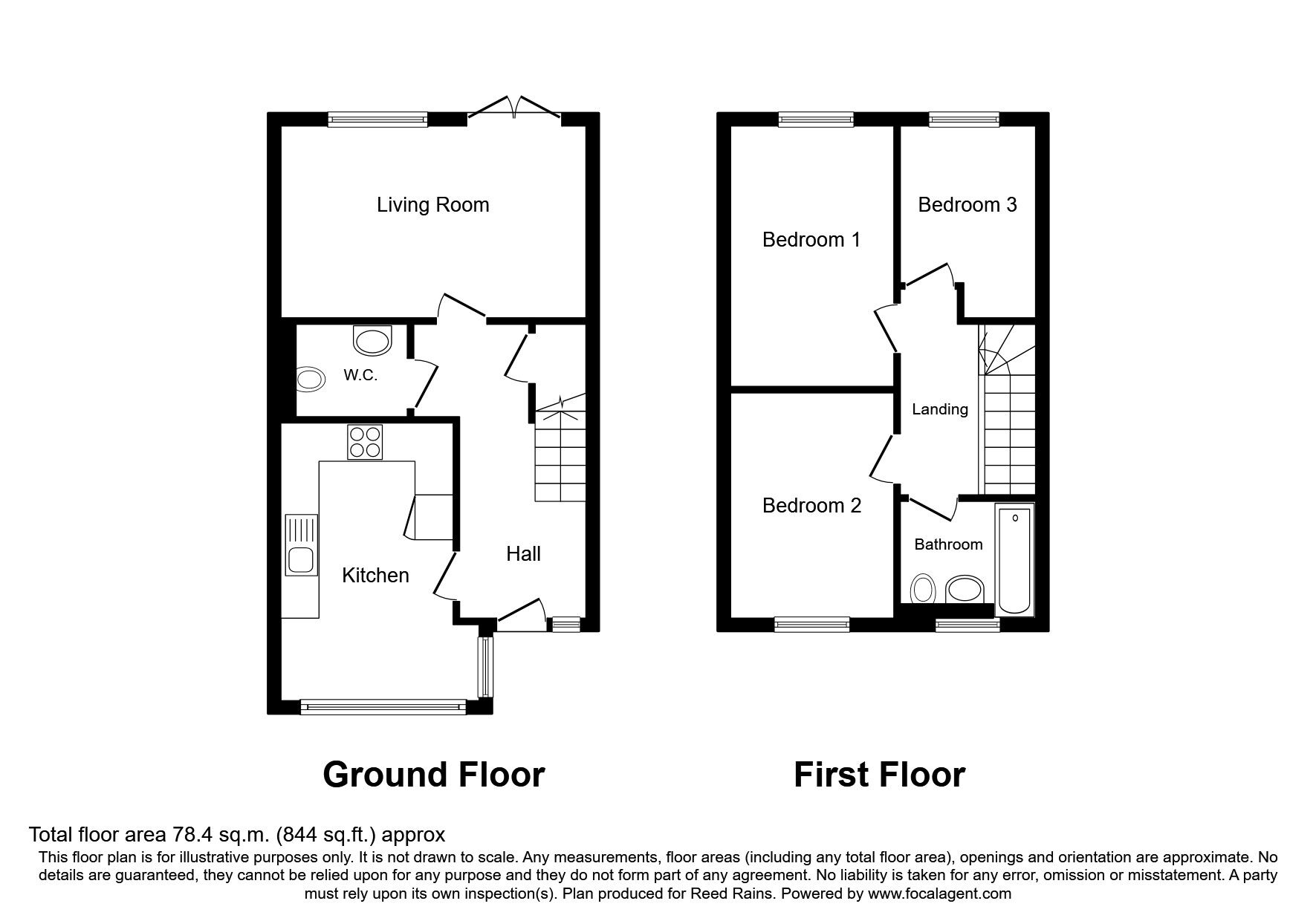 Floorplan of 3 bedroom Mid Terrace House to rent, Dunsop Avenue, Manchester, M11