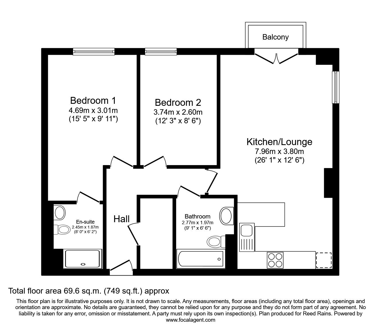 Floorplan of 2 bedroom  Flat to rent, Red Bank, Manchester, Greater Manchester, M4
