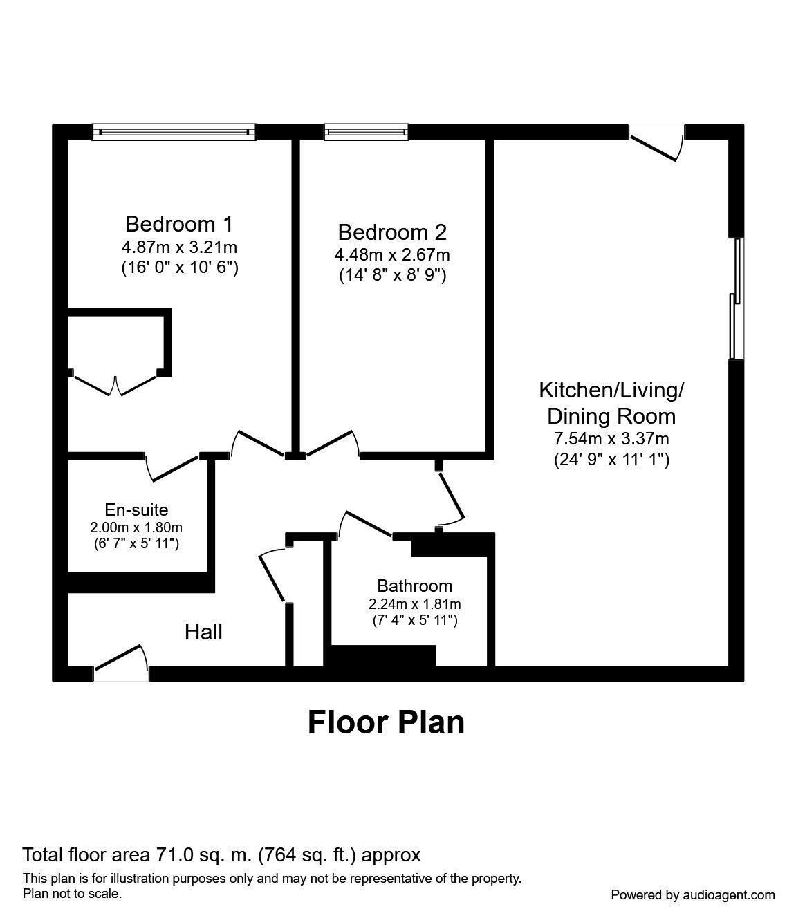 Floorplan of 2 bedroom  Flat to rent, Whitworth Street West, Manchester, Greater Manchester, M1