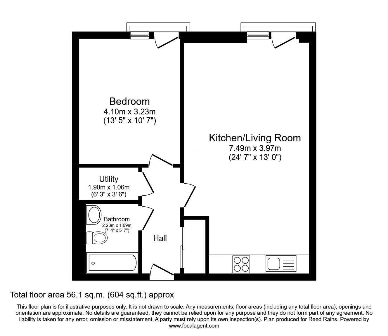 Floorplan of 1 bedroom  Flat to rent, Piccadilly Place, Manchester, Greater Manchester, M1