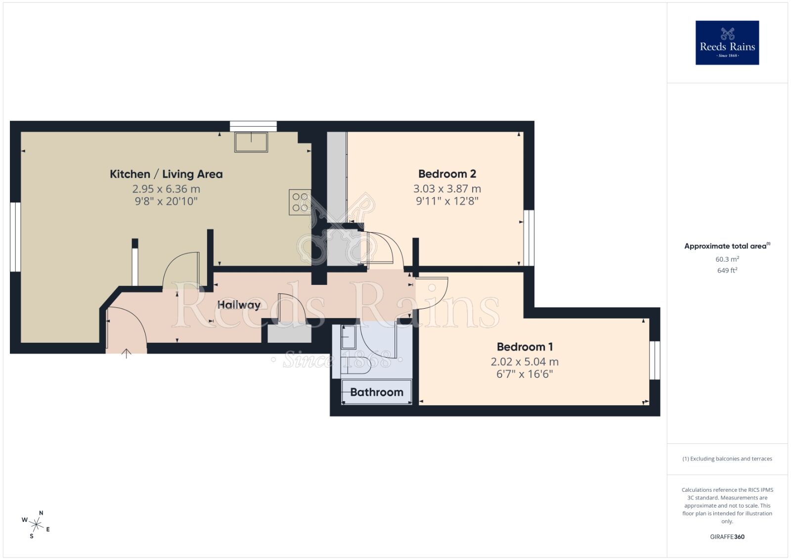 Floorplan of 2 bedroom Flat to rent, Great Clowes Street, Salford, M7
