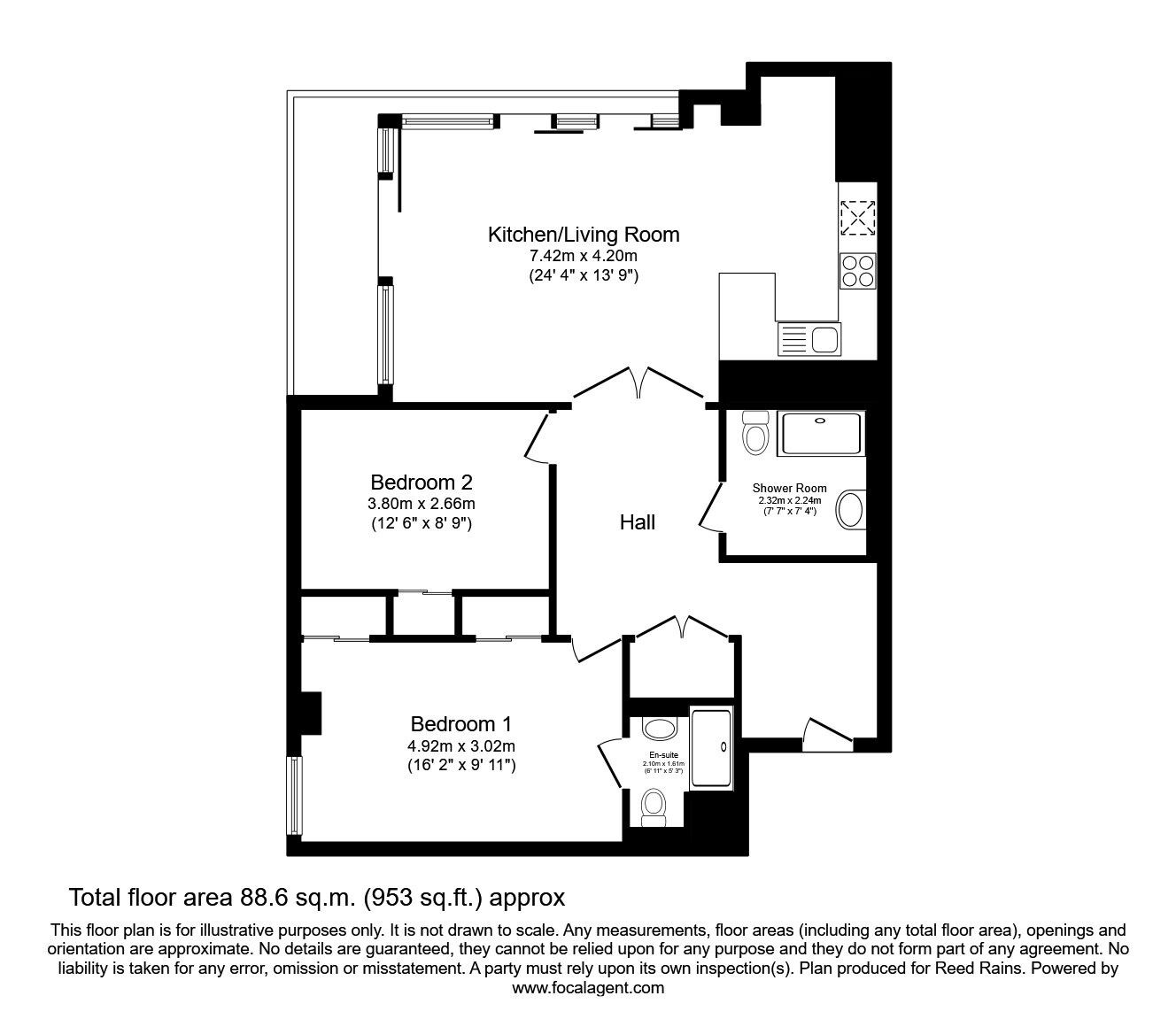 Floorplan of 2 bedroom  Flat to rent, Leftbank, Manchester, Greater Manchester, M3