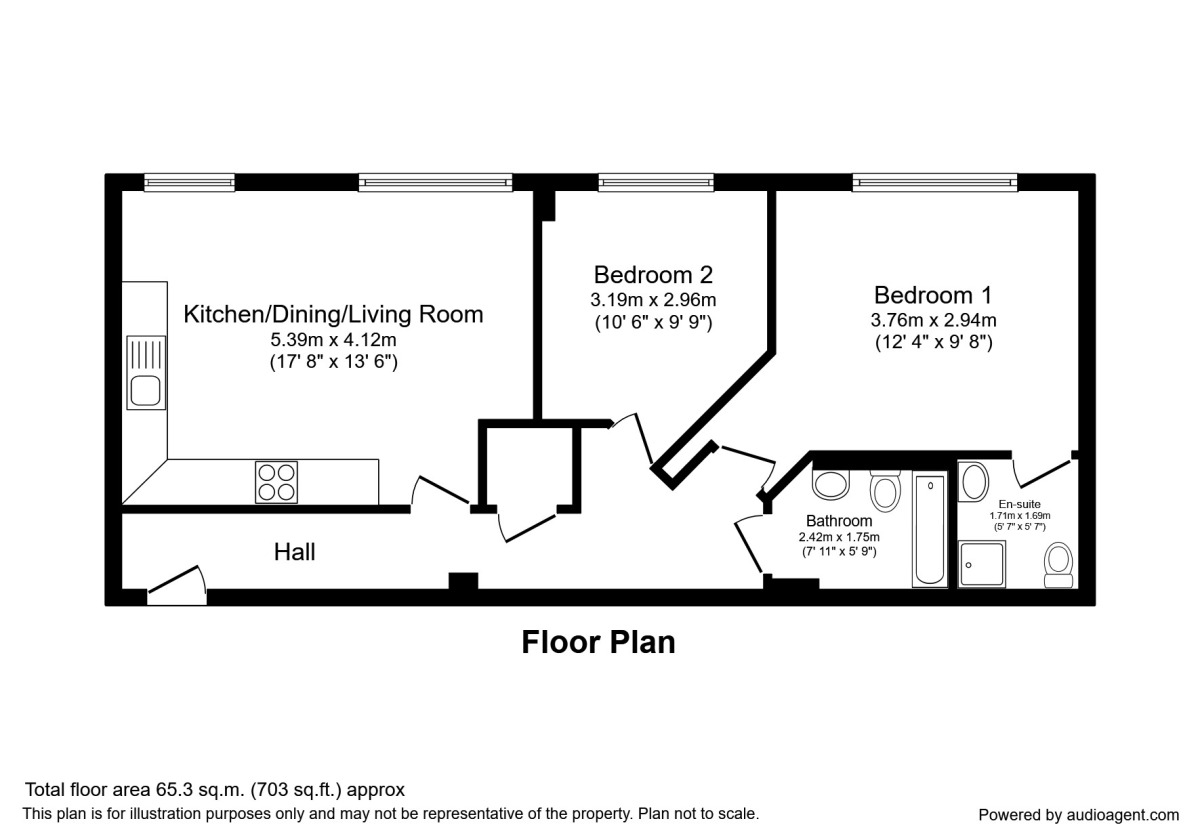 Floorplan of 2 bedroom Flat to rent, City Road East, Manchester, Greater Manchester, M15