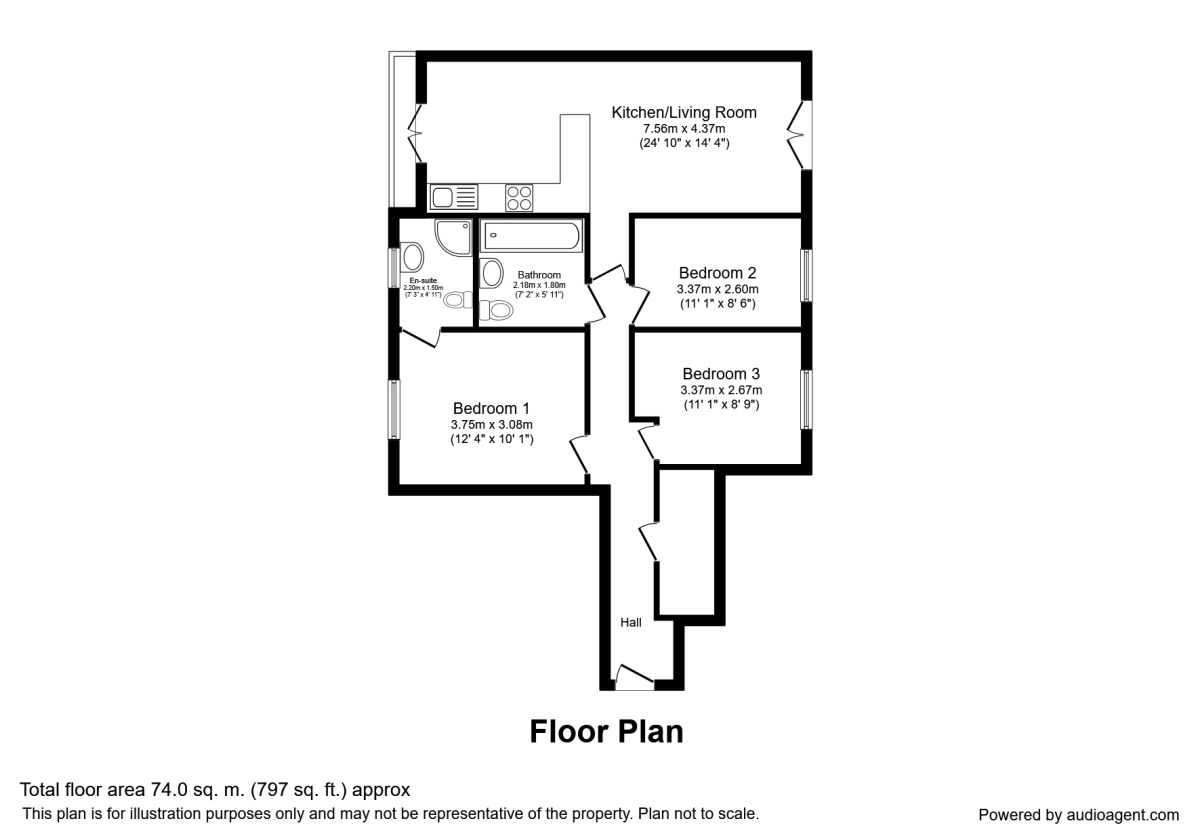 Floorplan of 3 bedroom Flat to rent, Chapeltown Street, Manchester, Greater Manchester, M1