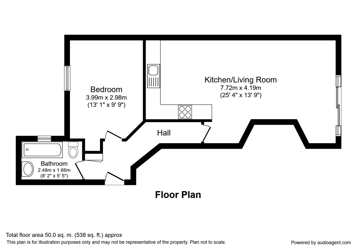 Floorplan of 1 bedroom Flat to rent, Samuel Ogden Street, Manchester, Greater Manchester, M1