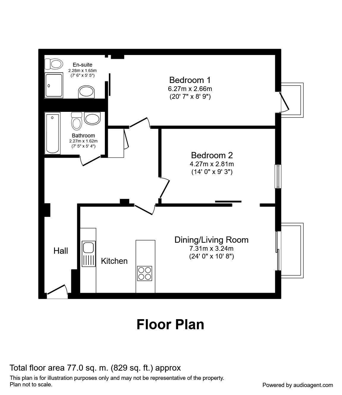 Floorplan of 2 bedroom  Flat to rent, Brewer Street, Manchester, M1