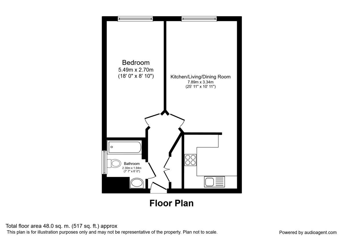 Floorplan of 1 bedroom Flat to rent, Red Bank, Manchester, Greater Manchester, M4