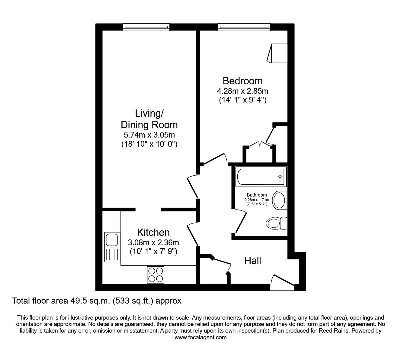 Floorplan of 1 bedroom  Flat to rent, Oxford Road, Manchester, Greater Manchester, M1