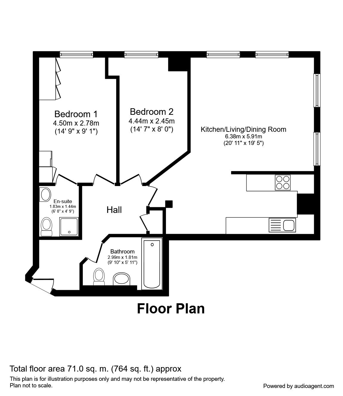 Floorplan of 2 bedroom Flat to rent, Dickinson Street, Manchester, M1
