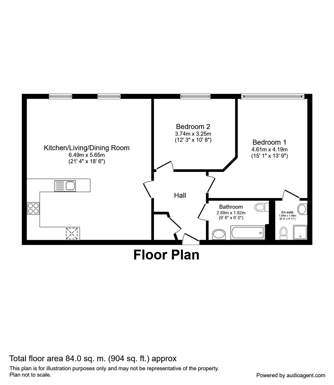 Floorplan of 2 bedroom  Flat to rent, City Road East, Manchester, Greater Manchester, M15