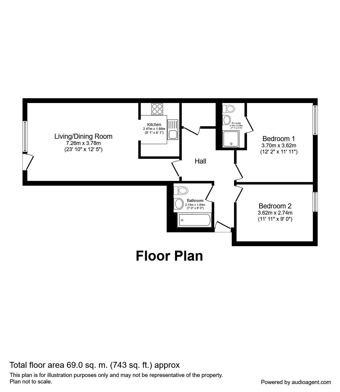 Floorplan of 2 bedroom  Flat to rent, Whitworth Street West, Manchester, M1