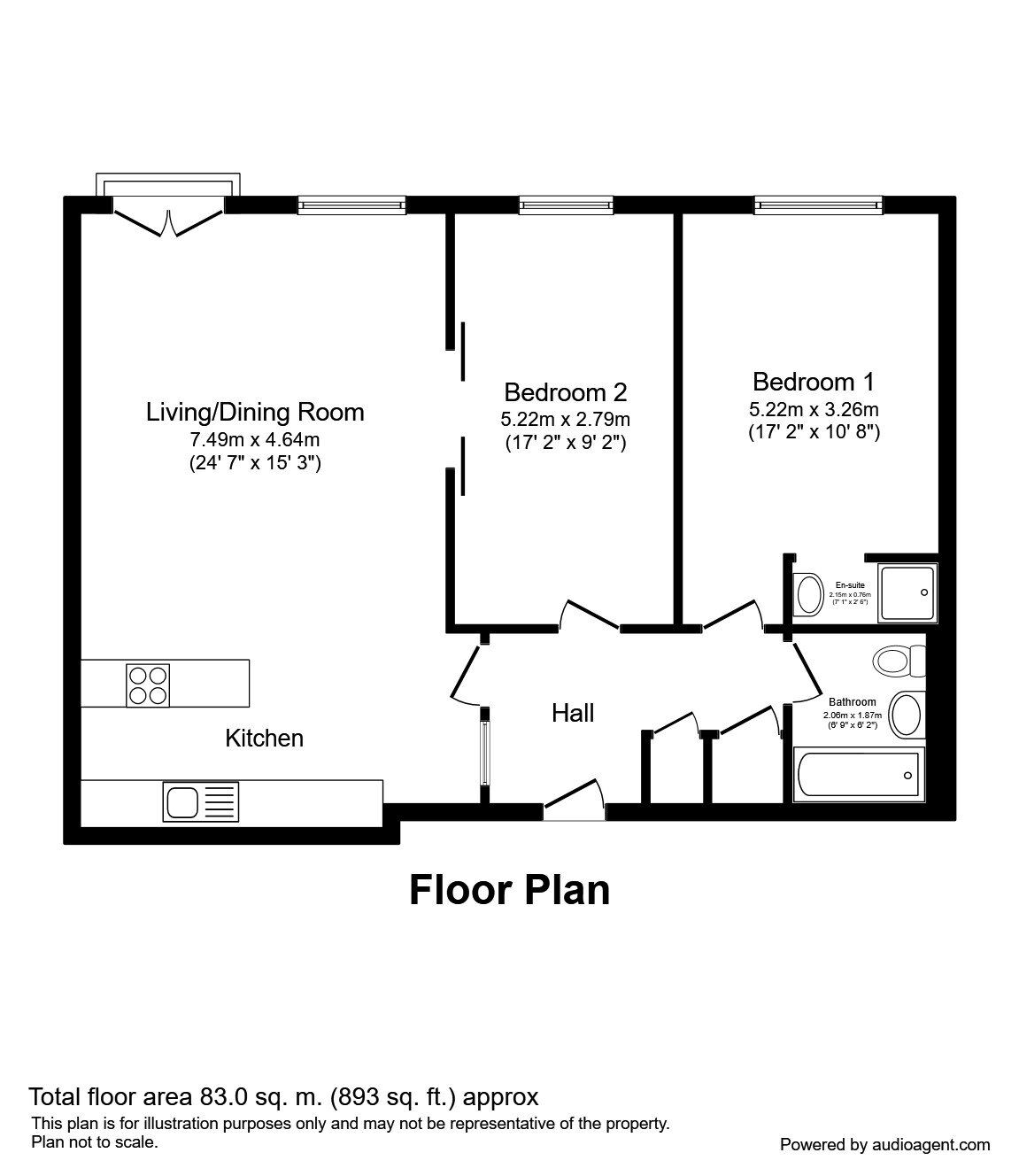 Floorplan of 2 bedroom Flat to rent, Cambridge Street, Manchester, Greater Manchester, M1