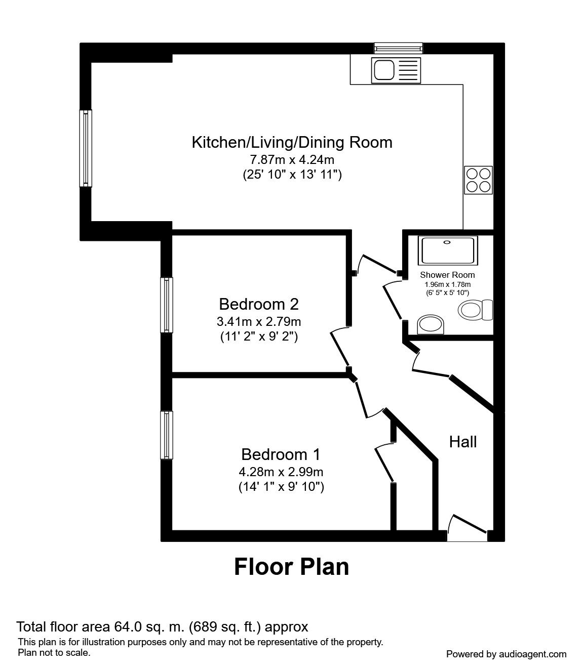 Floorplan of 2 bedroom Flat to rent, Hadfield Close, Manchester, M14