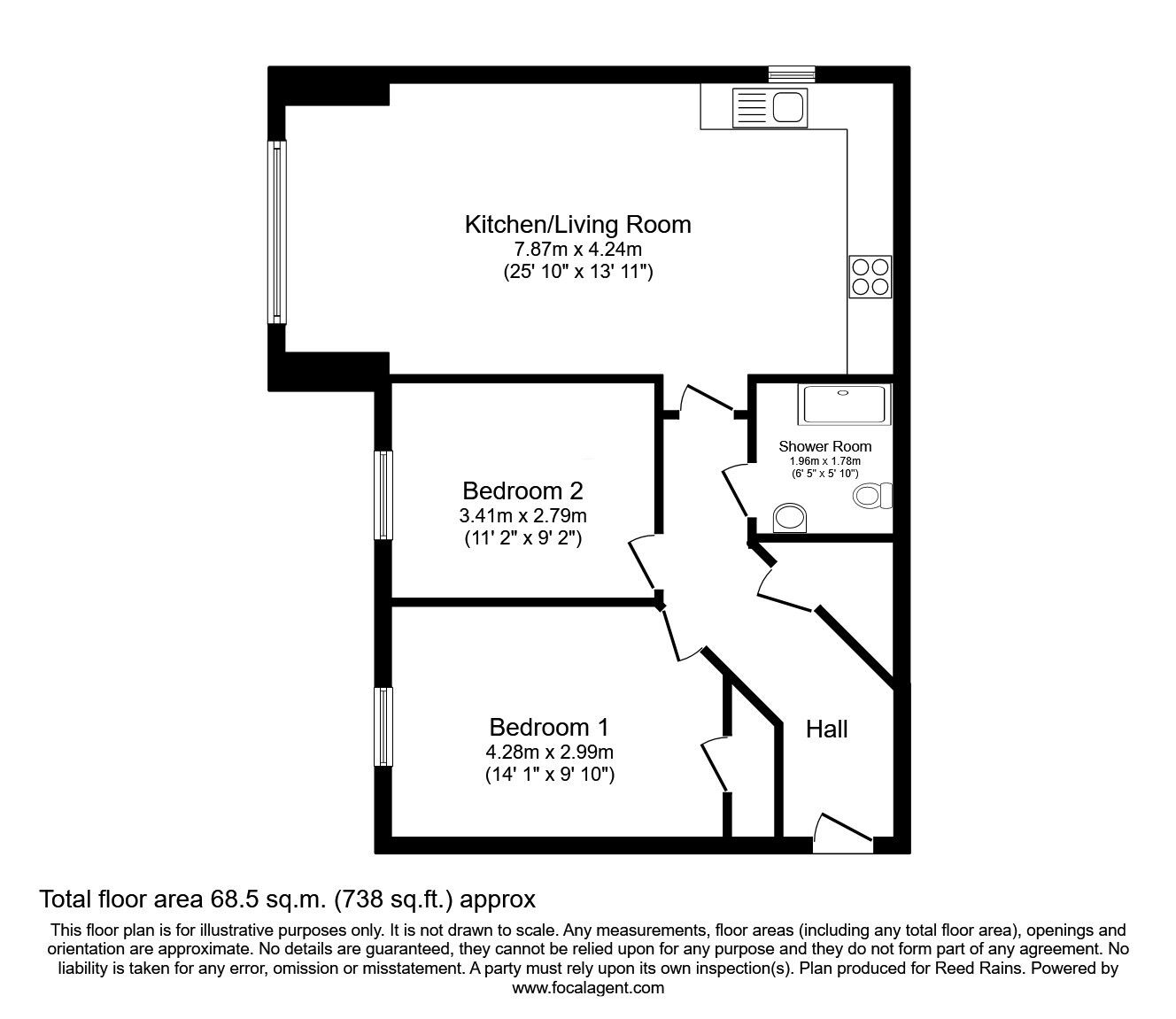 Floorplan of 2 bedroom Flat to rent, Hadfield Close, Manchester, M14