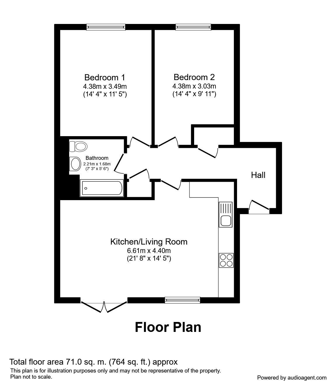 Floorplan of 2 bedroom Flat to rent, James Leach V C Road, Manchester, M40